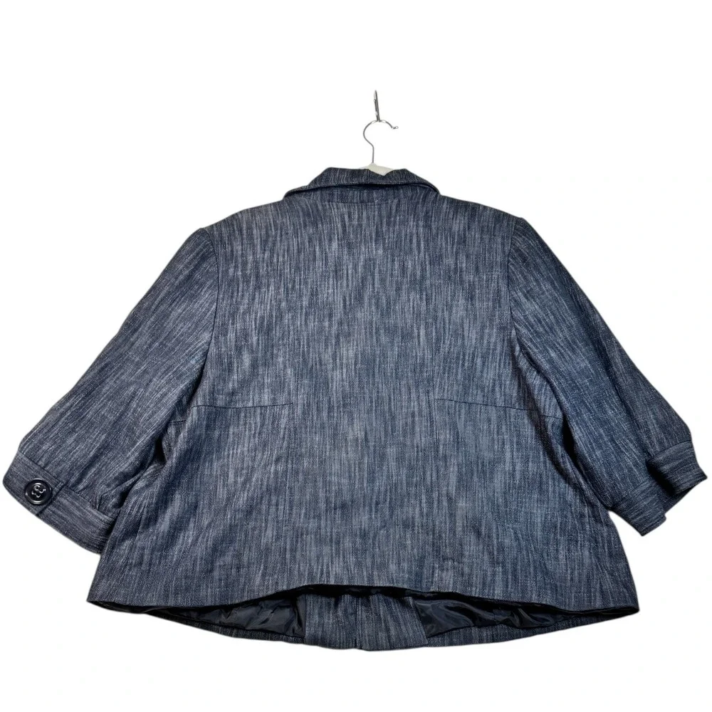 Lane Bryant Women's Denim Blue Button Front 3/4 Sleeve Jacket Size 22 Blazer - Picture 2 of 6